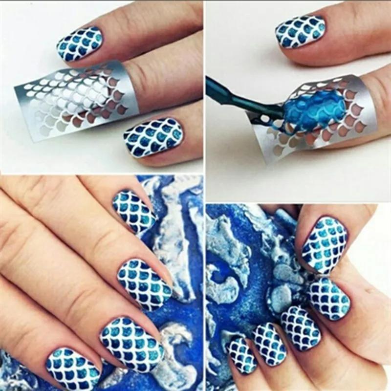 Square Hollow Nail Sticker Exquisite High Quality Laser Nail Sticker Set Dual Purpose Variety Styles Small Template